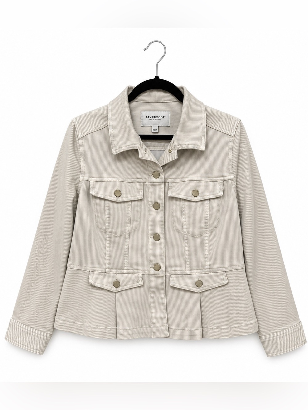 Liverpool Los Angeles L Cappuccino Stripe Peplum Jacket
